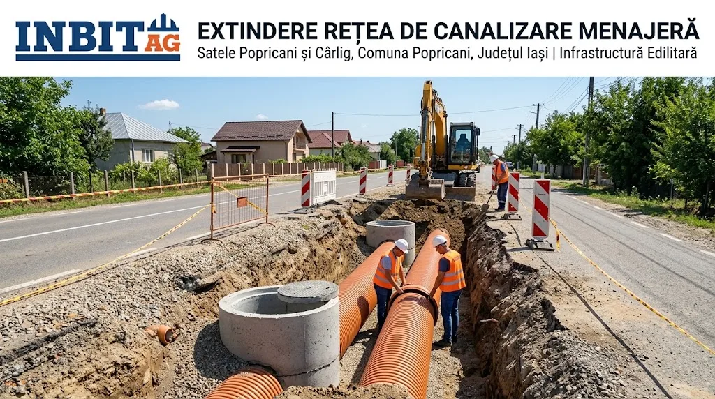 Extindere rețea de canalizare în satele Popricani și Cârlig, comuna Popricani, județul Iași